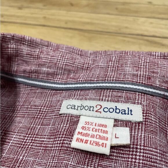 Carbon 2 Cobalt Linen Shirt Men L Light Red Pocket Button Up Casual Summer Large - Picture 4 of 16